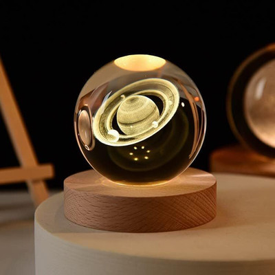 venimall Ball Night Light for Kids with USB Table Colorful LED Wooden Light Base Night Lamp(12 cm, Multicolor)