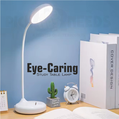 Pick Ur Needs Rechargeable LED Desk Lamp With 3 Multiple Color Touch Dimmable Brightness Study Table Lamp(8 cm, White)