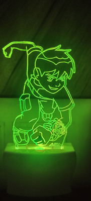 Omniverse Acrylic 3D Illumination Cartoon Ben10 Ship Night Lamp with (12 cm) Night Lamp(12 cm, Green)
