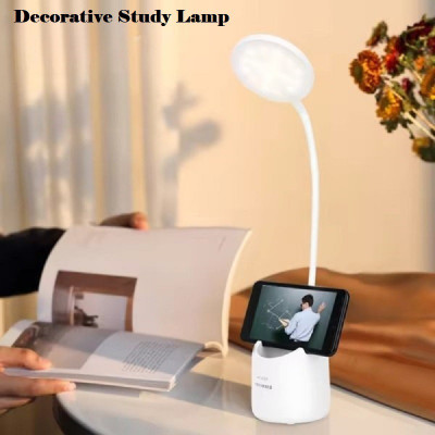 Wengonvila Led Desk Table Lamp Touch Control with Adjustable Gooseneck with Pen Holder Study Lamp(35 cm, White Color)