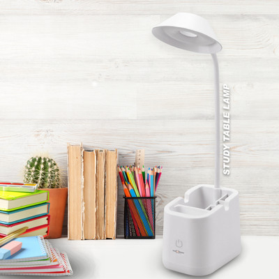 Pick Ur Needs Rechargeable Study Table Lamp LED Desk Light For Students With Pen Stand Table Lamp(10 cm, White)