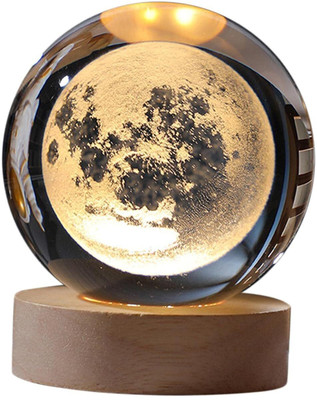 Onnly Equipps Moon 60 MM LED Crystal Ball Night Lamp Night Lamp(10 cm, Multicolor)