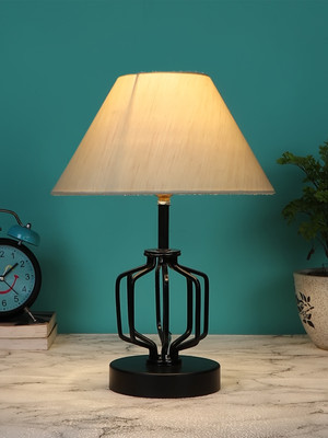 Devansh Off-White Cotton Table Lamp With Iron Base Table Lamp(37.4 cm, White, Beige)
