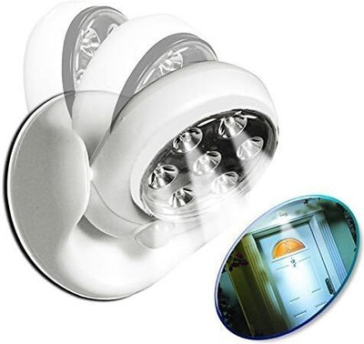 RV Mart Night Lamp for Bedroom 360° Rotation 7 LEDs Weatherproof LED Motion Sensor Light Night Lamp(8 cm, White)