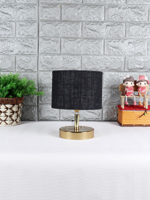 Devansh Metal table lamp with Black Jute Shade Night Lamp(30 cm, Black)