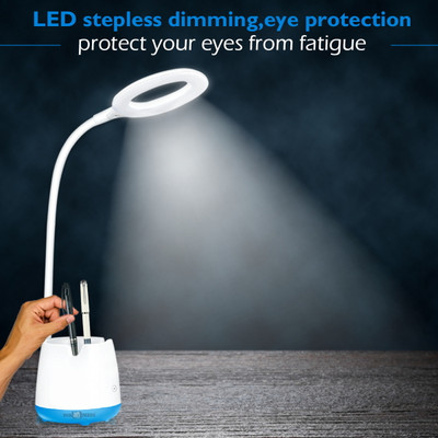 Pick Ur Needs Rocklight Touch On/Off Switch LED Desk Lamp/Student Study Reading/Learning Dimmer/Brightener Rechargeable Led Table Lamps(Multicolor) Study Lamp(32 cm, White)