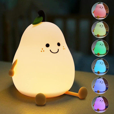 Dvn Pear Lamp, Pear Led Light Lamp, Pear Touch Silicone Lamp Night Lamp(10.5 cm, Multicolor)