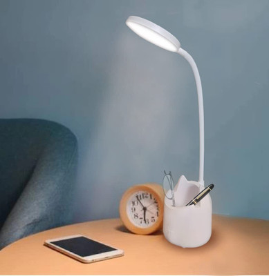 Wengonvila Touch LED Desk Lamp, Rechargeable Study Lamp with Stationary and Phone Holder Study Lamp(38 cm, White Color)