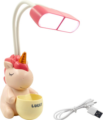 WISHKEY 3-in-1 Unicorn Double Head LED Study Lamp with Pencil Sharpener and Pen Holder Study Lamp(11.5 cm, Pink)
