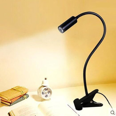 Nyvaan LED USB desk light 3W led table lamp with clip on/off flexible soft holder Study Lamp(12 cm, Black)