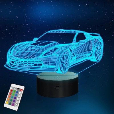 Wengonvila Car Night Light,Racing Car 3D LED Illusion Lamp, 16 Colors USB Powered Night Lamp(17 cm, Multicolor)