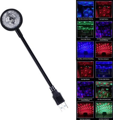 WRADER USB Disco Projection Light with 7 Colors & 9 Functional Modes DJ Light for Home Night Lamp(18 cm, Black)
