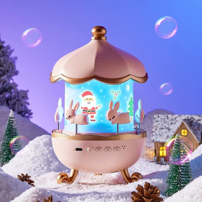 WISHLIST Night Light Rabbit Sky Projector for Kids – 360° Rotating Star Bunny Night Lamp(20 cm, Pink)