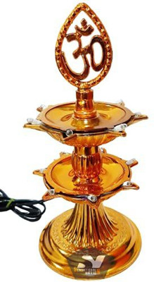 Kadam Gallery 2 layer Electric Gold LED bulb diya Table Lamp Table Lamp(18 cm, Gold)