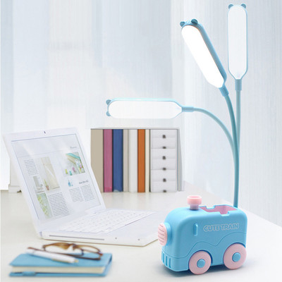 Spiaty Cartoon Train Desk Lamp Pen Mobile Holder Study Lamp(34 cm, Light Blue)