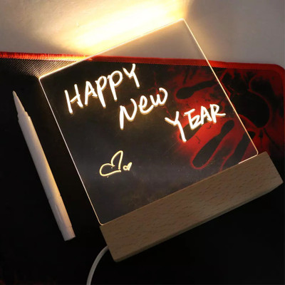 EQRA Acrylic Lamp/Acrylic Message Board Lamp/Acrylic writing lamp/Acrylic Table Lamp/ Night Lamp(17 cm, Transperent)