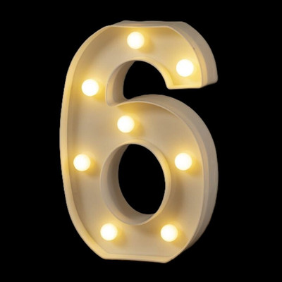 Midas luxe MARQUEE LED number 6 Table Lamp(21 cm, White)