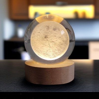 SIOPAWORLD Modern 3D Crystal Moon Night Lamp Pack Of 1 (2/4) Night Lamp(6 cm, Yellow)