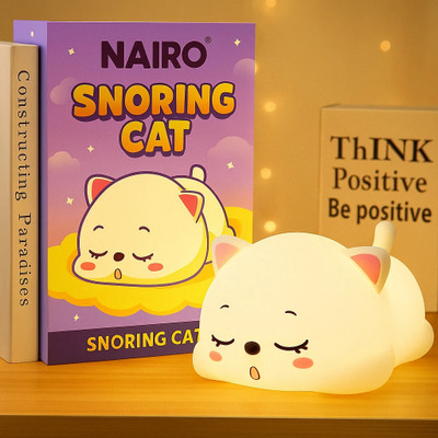 NAIRO Cute Snoring Cat Light | Touch Sensor | Mood Lamp for Kids & Bedroom. Night Lamp(7 cm, Yellow)