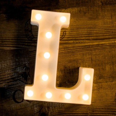 Curated Cart Light Up Letters L, LED Marquee Letters Lights Sign Alphabet Table Lamp(22 cm, Warm White)