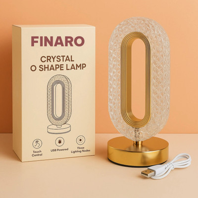 FINARO Modern Crystal Night Stand Lamp – 3-Way Dimmable, Rechargeable Table Lamp(26 cm, Multicolor)