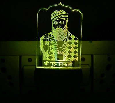 paramtrendz 3D Dual NEW DESIGN GURUNANAK JI NIGHT LAMP Night Lamp(12 cm, Multicolor)