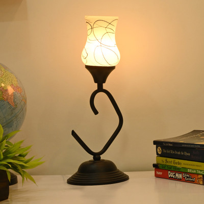 AFAST Decorative Table Lamp, Stylish Night Lamp, LED Compatible- A73 Table Lamp(34 cm, White, Black)