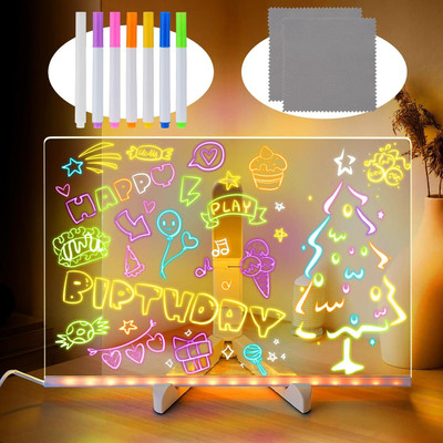 ZODZE 3d Acrylic LED Message Board, LED Message Board With Pen(30 x 20cm) Table Lamp(30 cm, Transparent)