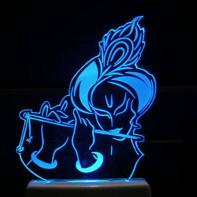 Talgo KRISHNA Acrylic 3D Illusion RGB 7 Colour Changing LED Plug n Play Night Lamp(7 cm, nSD0010-KRISHNA)
