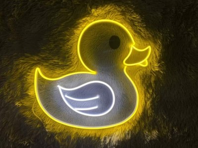 VYNES DUCK LED Neon Signs Light LED Art Decorative Sign - Wall Decor Night Lamp(12 cm, White, Yellow)