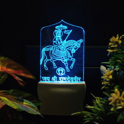 Gadgets World RAMDEV PIR Acrylic 3D Illusion RGB 7 Colour Changing LED Plug n Play Night Lamp(7 cm, n2SD0083-RAMDEV PIR)