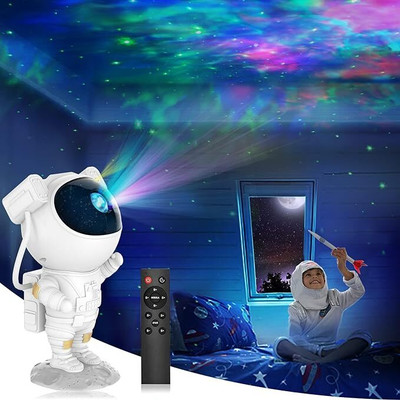 Ritsan Collection Butadiene Styrene Star Night LED Light,Astronaut Projector With Remote Night Lamp(24 cm, White)