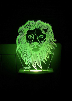 AJANTA lion (Code - 2024) 3d Night Lamp(4 cm, Multicolor)