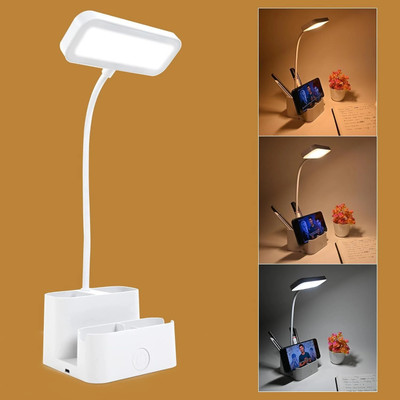 MOGADGET Rechargeable,Touch Table Lamp for study room with USB Charging Study Lamp(36 cm, White)