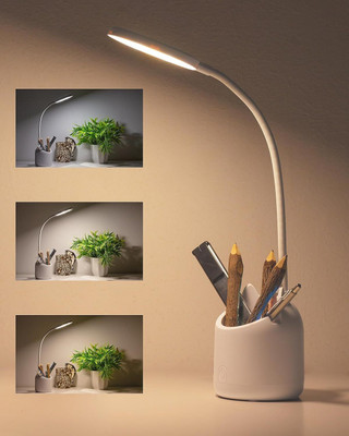Mixen 3-in-1 LED Touch Control Desk Lamp with Phone Stand, Pen Holder Study Lamp(12 cm, White)