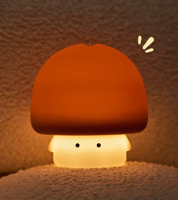 UNZAG Ctue Silicone Kids Toys Bedroom Mushroom Lamp Table Light Rechargeable Gift Tap Night Lamp(15 cm, Warm White)