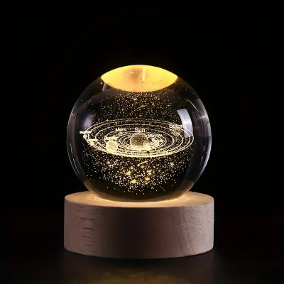Toxen 3D Saturn Crystal Ball Night Lamp,Crystal Ball Night Light Night Lamp(7.5 cm, Multicolor)