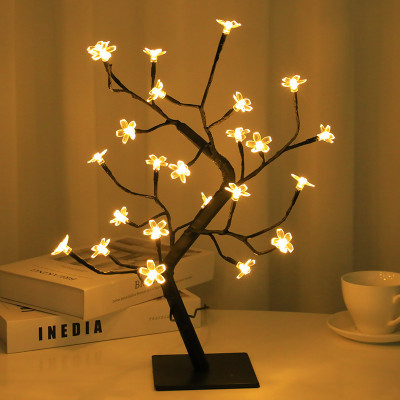 eDUST LED Cherry Twig Tree Lights Light Up Blossom Christmas Tree Table Lamp Decor Table Lamp(38 cm, Black)