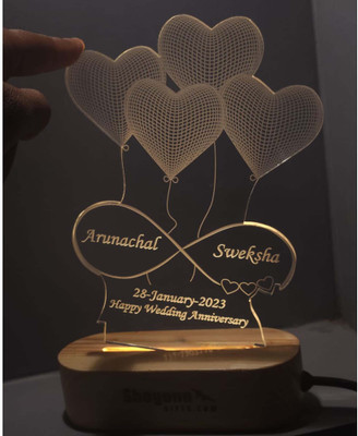 Shayona Happy Wedding Anniversary Night Lamp(9 cm, Brown)