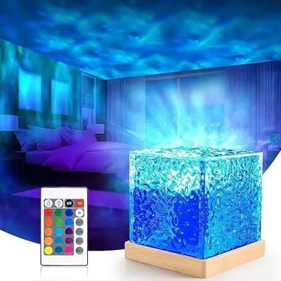 DIYALUX Ocean Wave Projector Light – Romantic LED Night Light with 3D Water Wave Effect Night Lamp(12 cm, White)