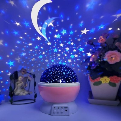 Jeko Star Master Rotating 360 Degree Moon Night Light Lamp Projector for Kids Room Night Lamp(15.1 cm, Pink, White)