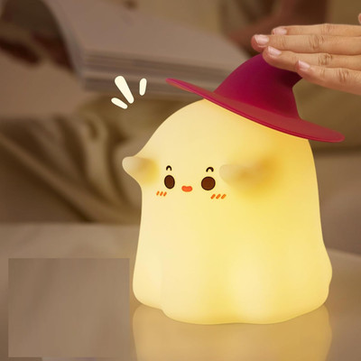 KTRS Ghost Night Light LED Silicone Lamp, Dimmable Bedside Bedside Rechargeable Night Lamp(11 cm, Multicolor)