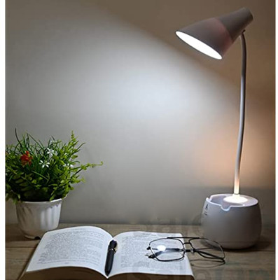 AKARI Rechargeable Portable LED Bright Table Lamp Adjustable Emergency Light Study Lamp(43.1 cm, White)