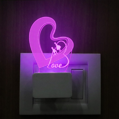 StarLaser Love Couple in Heart Shape 3D Illusion Night lamp with 7 Color Changing Light Night Lamp(11 cm, Multicolor)