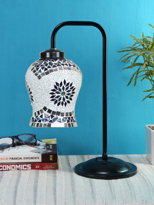Devansh Multi color Mosaic Glass Iron Table Lamp Table Lamp(40.64 cm, Blue)