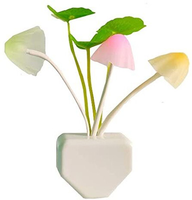 Airtick Mushroom Night Lamp Multicolour Led's Color Chnaging Smart Auto On/off Sensor Night Lamp(11 cm, Multicolor)