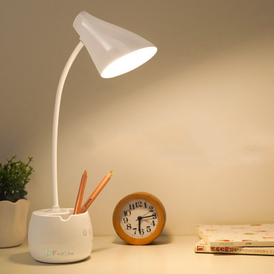 FIRSTLIKE Rechargeable LED Touch On/Off Desk for Student Study Lamp(43.1 cm, White)