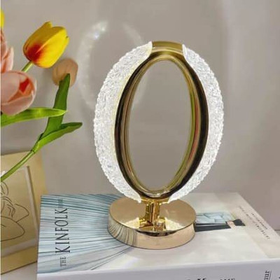 Kanha Fashion 3 Color LED Crystal Table Lamp | Portable Lamp with Touch Sensor for Bedroom Night Lamp(23 cm, Gold)