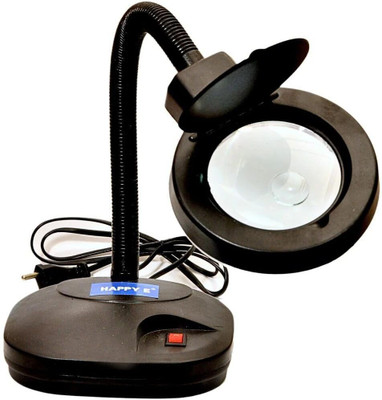 HAPPY-E 5X 10X Light-Weight Portable Tabletop Gooseneck Led Magnifying Glass for Reading Table Lamp(45 cm, Black)