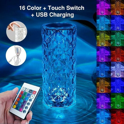 Snekar Rose Diamond 16 Color Light USB Remote &Touch Control for Bedroom,(Pack of 1) Night Lamp(8 cm, Black)